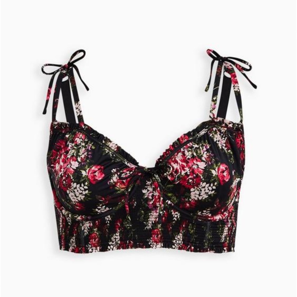Torrid Floral Microfiber Underwire Longline Bralette & Microfiber Thong Panty - Picture 3 of 6
